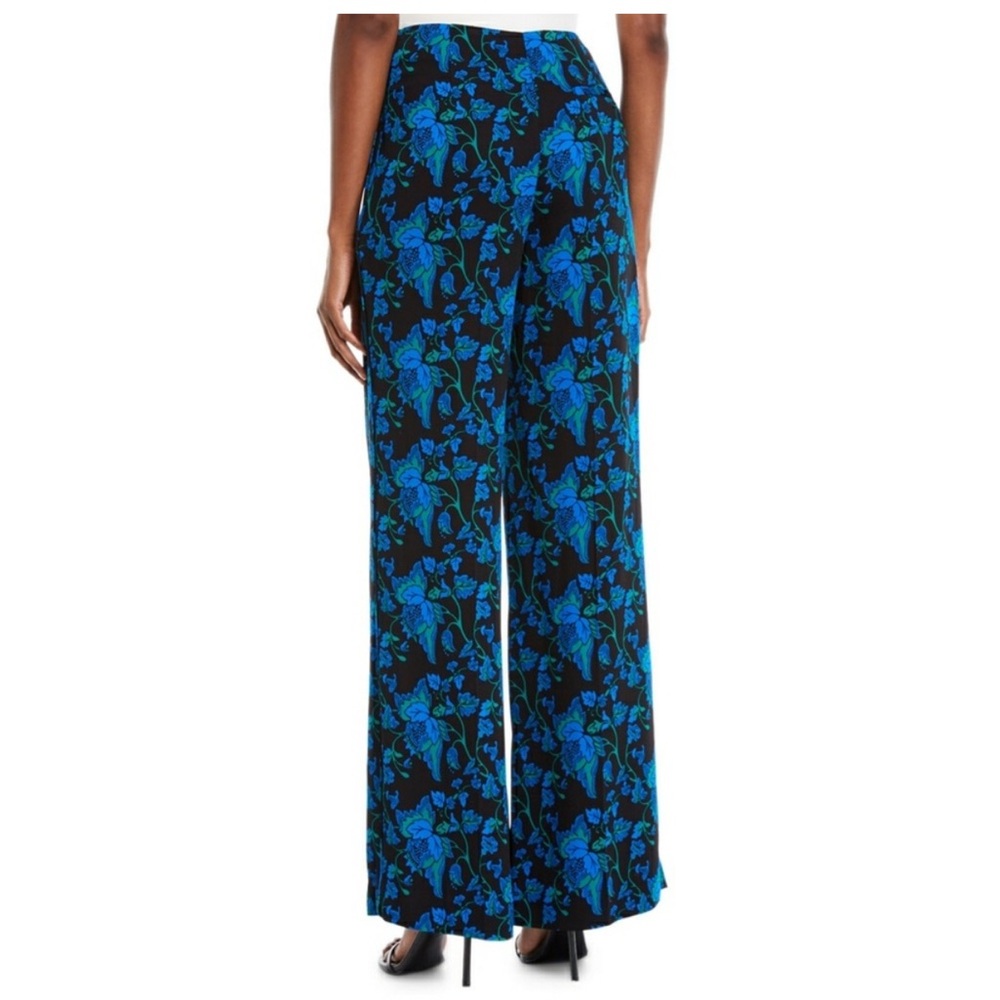 DIANE VON FURSTENBERG DVF NWT Waylen Blue Wide Leg Pants Trousers 4 Crepe Slinky - Picture 2 of 12